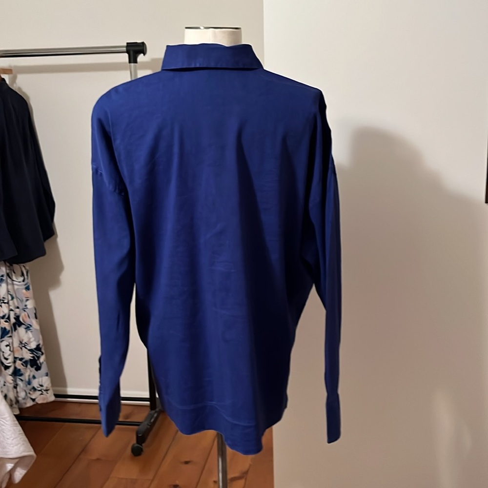 Vibrant indigo Eileen Fisher button down blouse - Picture 6 of 8